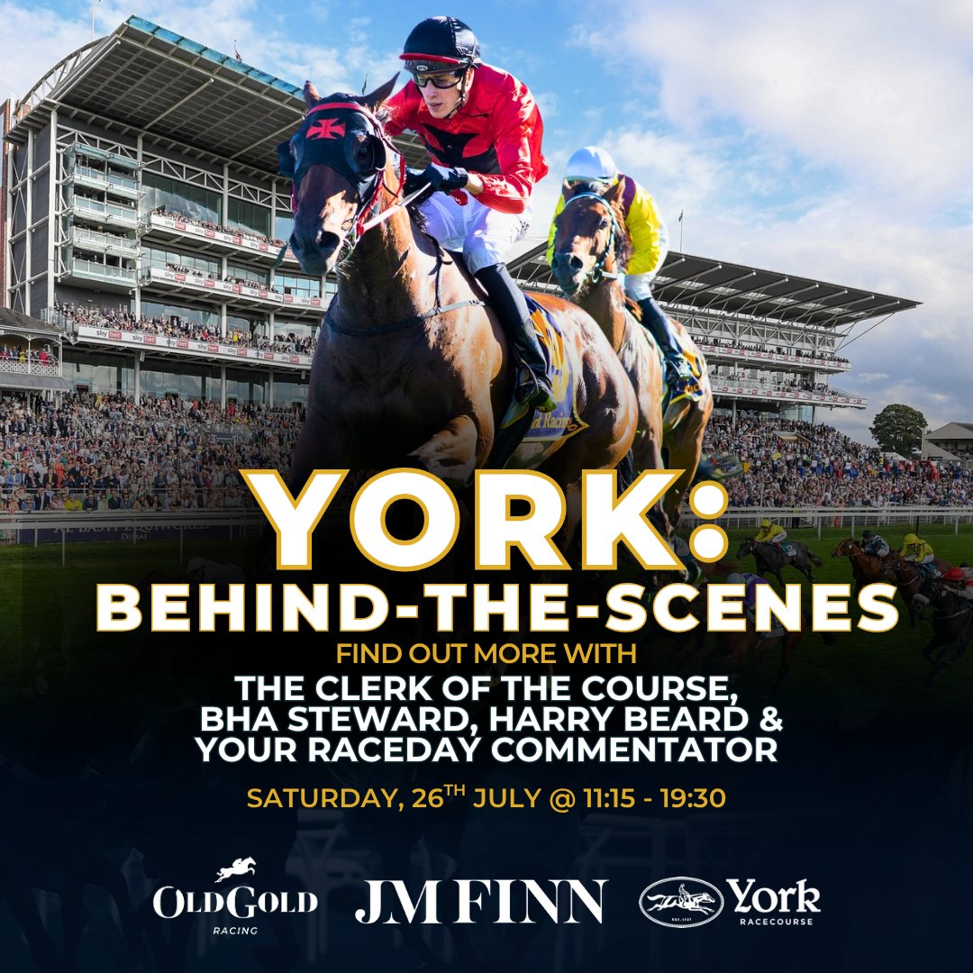 Old Gold Racing (@oldgoldracing) on Twitter photo It's exactly one month until we hold our next Old Gold Goes Racing event, this time at <a href="/yorkracecourse/">York Racecourse</a>!
The first 15 ticket holders will enjoy a guided tour of the weighing room and saddling area
Plus, 14 lucky winners will be randomly selected for a mini bus trip down to the It's exactly one month until we hold our next Old Gold Goes Racing event, this time at <a href="/yorkracecourse/">York Racecourse</a>!
The first 15 ticket holders will enjoy a guided tour of the weighing room and saddling area
Plus, 14 lucky winners will be randomly selected for a mini bus trip down to the
