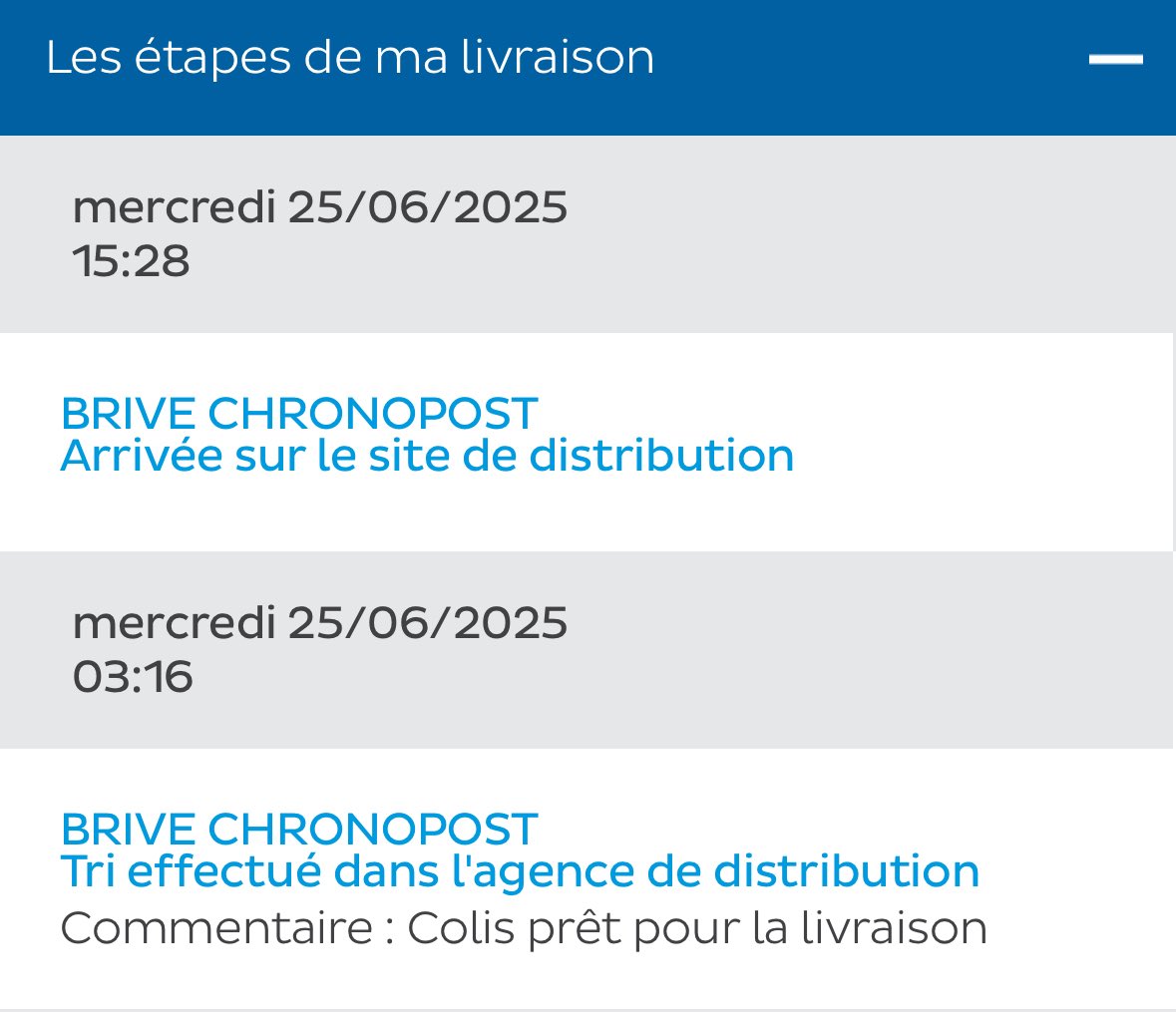 jswebuk's tweet photo. @ChronopostSAV , allez-vous livrer mon colis un jour ? Le suivi indique que vous l'avez au dépôt depuis 3 h 16 hier et il n'est toujours pas en cours de livraison !

#mauvaisservice #chro_no_post #peu_fiable https://t.co/eBEVZ4UIIf