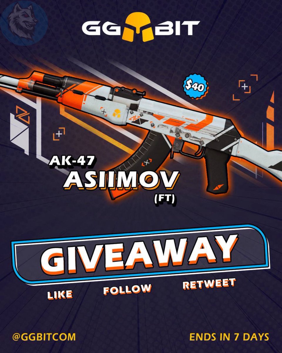 🎁AK-47 | ASIIMOV ($40)

👉TO ENTER :

✅Follow me &amp; <a href="/GGBITCOM/">GGBIT</a> 
✅Retweet + Like
✅Tag 1 Friend

📅Giveaway ends in 7 days!