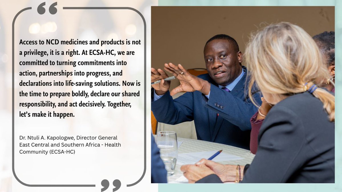 ECSA-HC (@ecsa_hc) on Twitter photo At the #Coalition2025 Annual Meeting on Access to NCD Medicines in Africa,
<a href="/ntulikapologwe/">Ntuli Kapologwe</a> called for bold, shared action:
“Declare our shared responsibility. Act decisively.”
Access to NCD meds is a right, not a privilege.
Let’s make it happen
#NCDs #HealthEquity #UHC #ECSA_HC At the #Coalition2025 Annual Meeting on Access to NCD Medicines in Africa,
<a href="/ntulikapologwe/">Ntuli Kapologwe</a> called for bold, shared action:
“Declare our shared responsibility. Act decisively.”
Access to NCD meds is a right, not a privilege.
Let’s make it happen
#NCDs #HealthEquity #UHC #ECSA_HC
