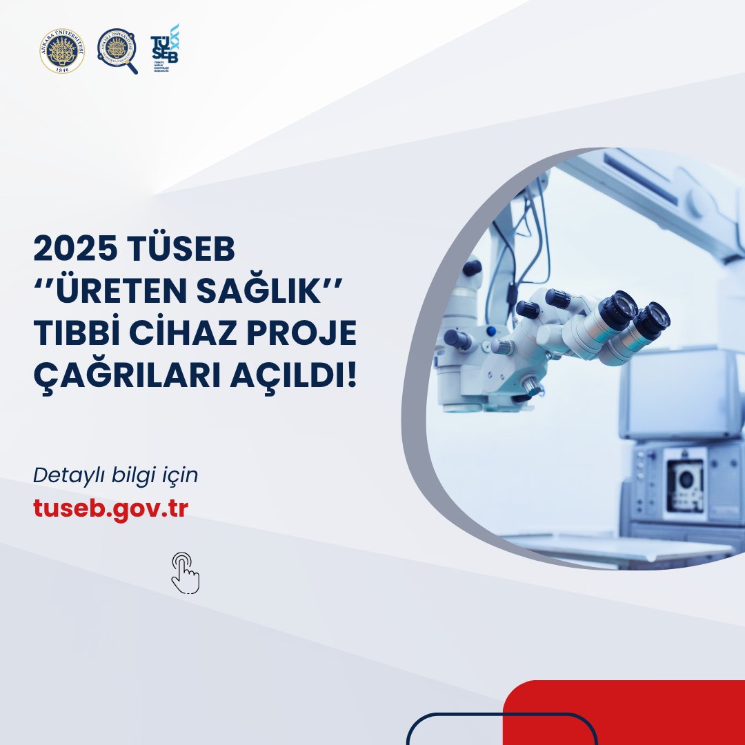 Ankara Üniversitesi Proje Destek Ofisi (@ankarauni_pdo) on Twitter photo TÜSEB 2025 Yılı Üreten Sağlık Tıbbi Cihaz Çağrıları Açıldı!
Çağrı kapsamında; IVDR grubu, MDR 1-2-3 Grupları, Tanı Kiti ve Sensör alanında tıbbi cihaz çalışmalarına destek sağlanacaktır.
Sorularınız için pdo@ankara.edu.tr adresinden Koordinatörlüğümüzle iletişime geçebilirsiniz TÜSEB 2025 Yılı Üreten Sağlık Tıbbi Cihaz Çağrıları Açıldı!
Çağrı kapsamında; IVDR grubu, MDR 1-2-3 Grupları, Tanı Kiti ve Sensör alanında tıbbi cihaz çalışmalarına destek sağlanacaktır.
Sorularınız için pdo@ankara.edu.tr adresinden Koordinatörlüğümüzle iletişime geçebilirsiniz