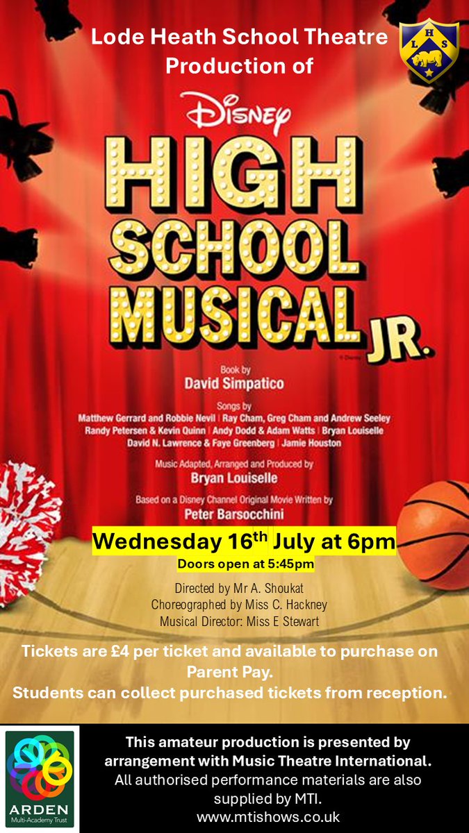 We are really excited to announce that ticket sales for High School Musical JR. are now on sale. You can purchase these on Parent Pay! #HighSchoolMusical #AllInThisTogether