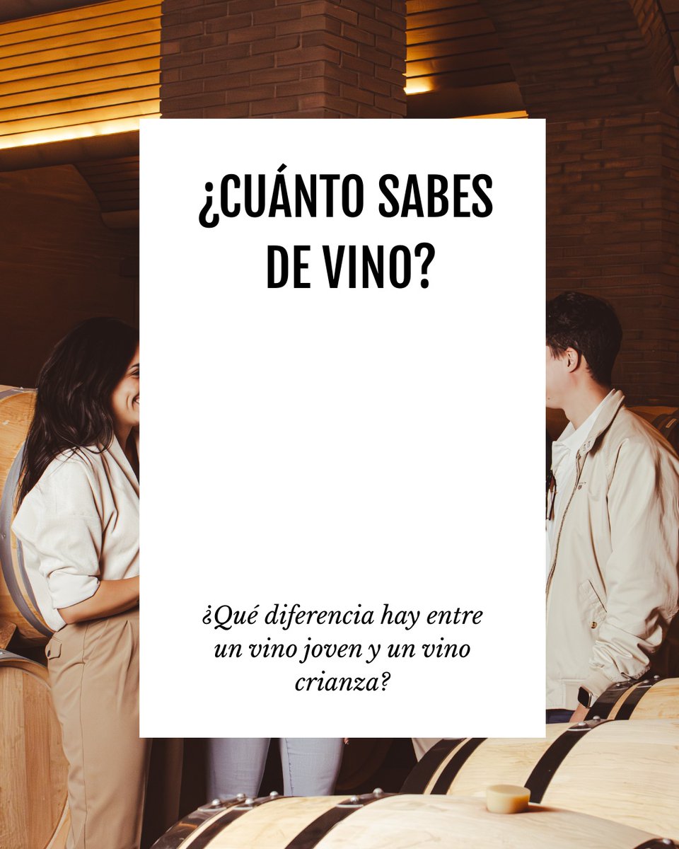 ¿Qué diferencia hay entre un vino joven y un crianza?

A) El color de la uva 🍇
B) El tiempo que pasa en barrica 🛢️ 
C) El tipo de botella 🍾