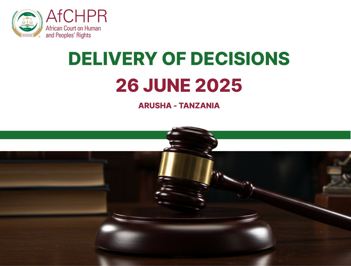 HAPPENING NOW: The #Africancourt has started delivering 11 decisions live from its seat in #Arusha, Tanzania. Live on:  English:youtube.com/c/AfricanCourt……… French:youtube.com/@courafricaine………Zoom: zoom.us/j/99838814859P……: 684882 #AfCHPR #77thSession pic.x.com/l5kqxaFOOi