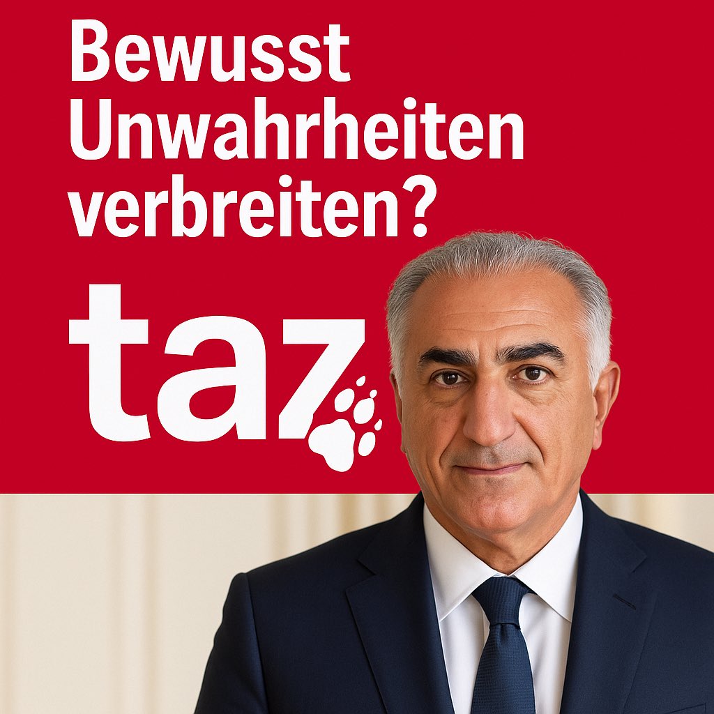 Ich möchte den jüngsten Artikel auf <a href="/tazgezwitscher/">taz</a> kritisieren, da er mehrere falsche Darstellungen und sachlich unzutreffende Aussagen enthält.
1.Die Parole „Mann, Heimat, Entwicklung“ stammt weder von Reza Pahlavi noch von seinen Anhängern. Sie ist eine authentische Stimme aus