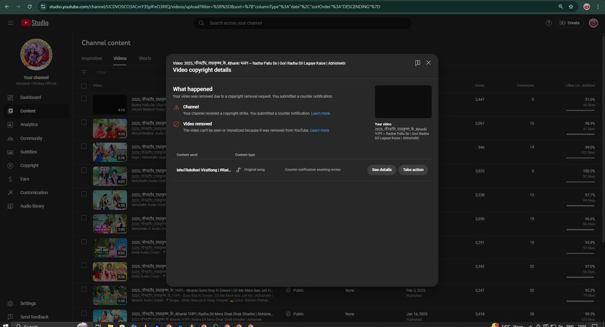 editor_ankur's tweet photo. @TeamYouTube I got a false copyright strike on my original song "Radha Pallu Se".

Claimant is threatening more strikes via phone.  
Counter sent. All proof here👇  
🔗 https://t.co/H92NKXRP8l

Please help 🙏  
#FalseStrike https://t.co/Ht6UJeBh8L