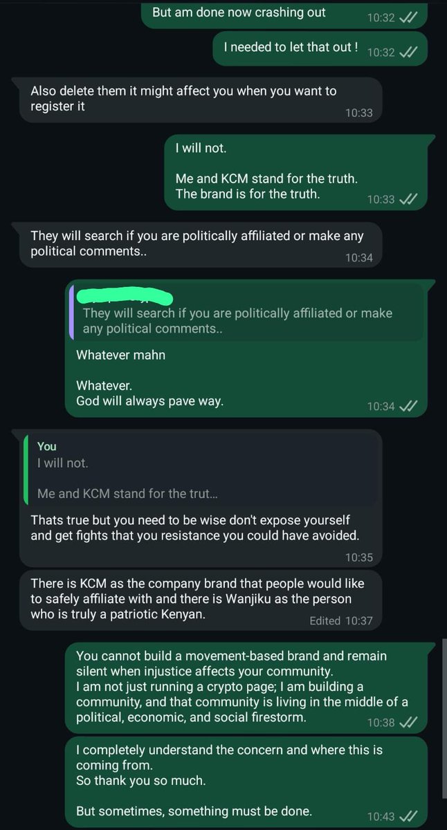 _KenyaCryptoMag's tweet photo. Someone told me to stay silent.
To stop posting political stuff on my crypto page to “protect the brand.”
But I’m not just building a page to talk crypto.
I’m building a community. And that community is hurting.
#SiriNiNumbers #GenZPower #CryptoWithConscience https://t.co/NGGfkkPiXn