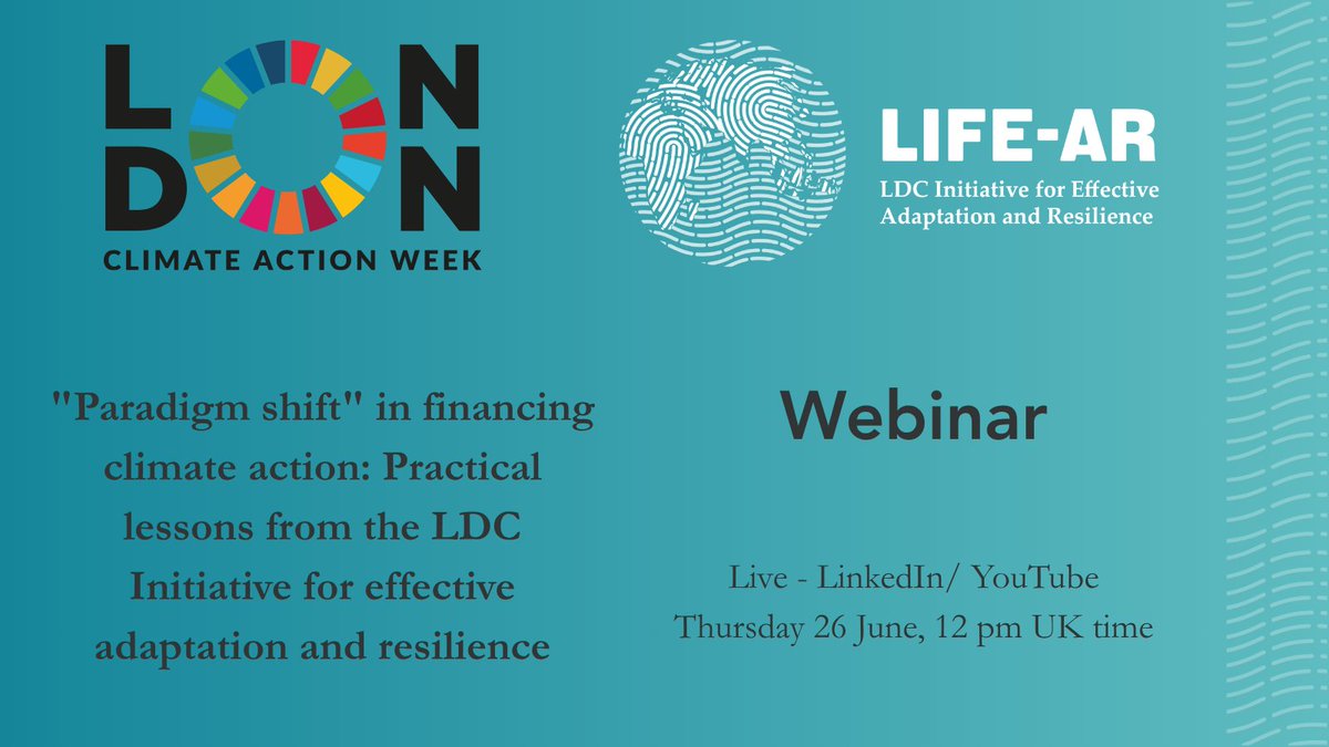 LDC_LIFEAR's tweet image. Starting soon! Join us in one hour for our #LCAW2025 webinar on "Paradigm shift" in financing climate action: Practical lessons from LIFE-AR with @FCDOGovUK @LIFEARug and @EAD_Malawi
👉 LinkedIn: linkedin.com/events/paradig…
👉 YouTube: youtube.com/live/JPFepGv_s…