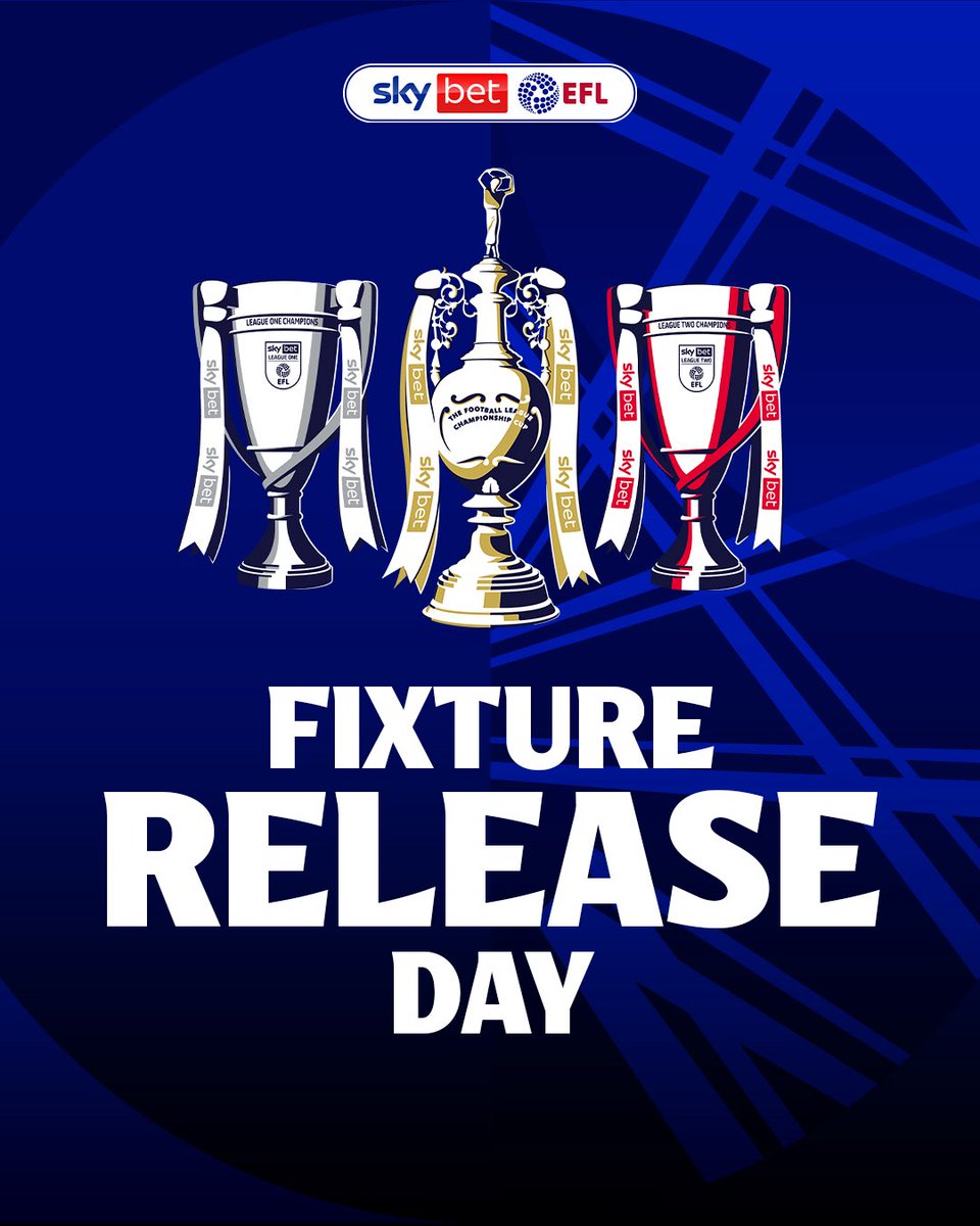 The big day is here! 🤩🙌

The 2025/26 #EFL fixture list will be announced at 12pm today! 👀

Drop your opening fixture predictions for your club below ⬇️ 

#EFLFixtureReleaseDay
