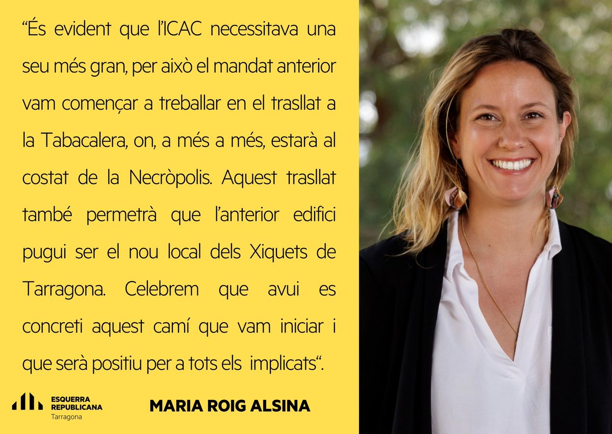 ERC Tarragona (@esquerratgn) on Twitter photo <a href="/TGNAjuntament/">Ajuntament de Tarragona</a> <a href="/MariaRoigAlsina/">Maria Roig Alsina</a> <a href="/XaviPuigAndreu/">Xavi Puig i Andreu</a> <a href="/gemmafuste4/">Gemma Fusté Garcia 🚐</a> <a href="/CFarreB/">Carles Farré Brull ♻️🚴🏳️🌈💛🔥</a> <a href="/MaryLopez_Tgna/">Mary López</a> <a href="/JordiFortuny/">Jordi Fortuny🎗</a> <a href="/geps_/">Gemma</a> ✅ Votem a favor de la concessió al Consorci Institut Català d’Arqueologia Clàssica (@icac_cat) per a construir i gestionar un institut universitari de recerca, formació i difusió de la civilització i la cultura clàssica a la Tabacalera per un període de 50 anys.
#PleTGN <a href="/TGNAjuntament/">Ajuntament de Tarragona</a> <a href="/MariaRoigAlsina/">Maria Roig Alsina</a> <a href="/XaviPuigAndreu/">Xavi Puig i Andreu</a> <a href="/gemmafuste4/">Gemma Fusté Garcia 🚐</a> <a href="/CFarreB/">Carles Farré Brull ♻️🚴🏳️🌈💛🔥</a> <a href="/MaryLopez_Tgna/">Mary López</a> <a href="/JordiFortuny/">Jordi Fortuny🎗</a> <a href="/geps_/">Gemma</a> ✅ Votem a favor de la concessió al Consorci Institut Català d’Arqueologia Clàssica (@icac_cat) per a construir i gestionar un institut universitari de recerca, formació i difusió de la civilització i la cultura clàssica a la Tabacalera per un període de 50 anys.
#PleTGN
