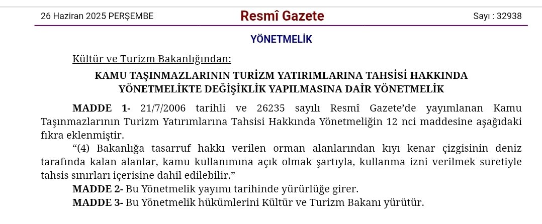Günün rezilliği!

Yağmacılar, 'kıyı kenar çizgisi'nin deniz tarafında kalan alanları turizm yapılarına açıyor.

'Kıyı kenar çizgisi' bilimsel bir sınırdır. Çizginin iki tarafındaki belli genişlikteki alanlara dokunulması, doğal dengeyi geri dönüşsüz bozar. Bu sebeple o çizgi