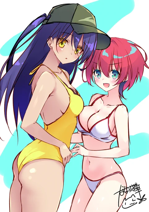 マチュ!ニャアン!水着! ぁ～…感想語りたいです… 絵、むずかし! #ジークアクス #GQuuuuuuX