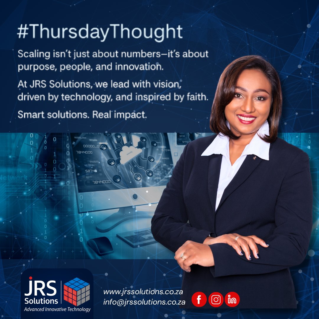 JRSSolutionsSA's tweet image. #ThursdayThought
Scaling isn’t just about numbers—it’s about purpose, people, and innovation.
At JRS Solutions, we lead with vision, driven by technology and inspired by faith.

Smart solutions. Real impact.

#JRSolutions #WomenInTech #Leadership #BusinessGrowth #FaithDriven