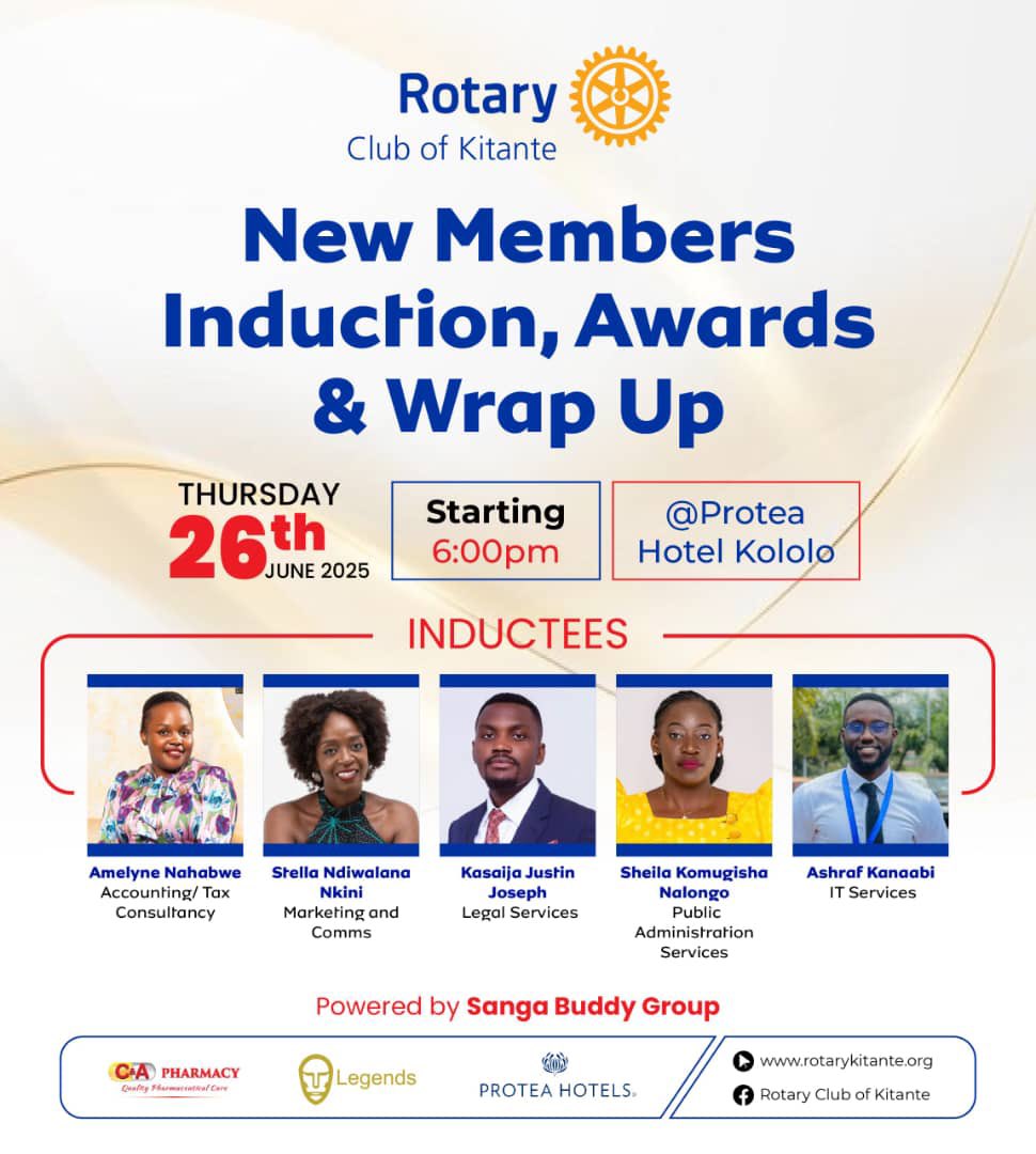 Join us today as we induct our new members, honor outstanding individuals with awards, and celebrate the successful conclusion of President Ronald Tusiime’s term.
Let’s come together to cheer on the achievements of the past year and welcome the future  with enthusiasm. Don’tmiss