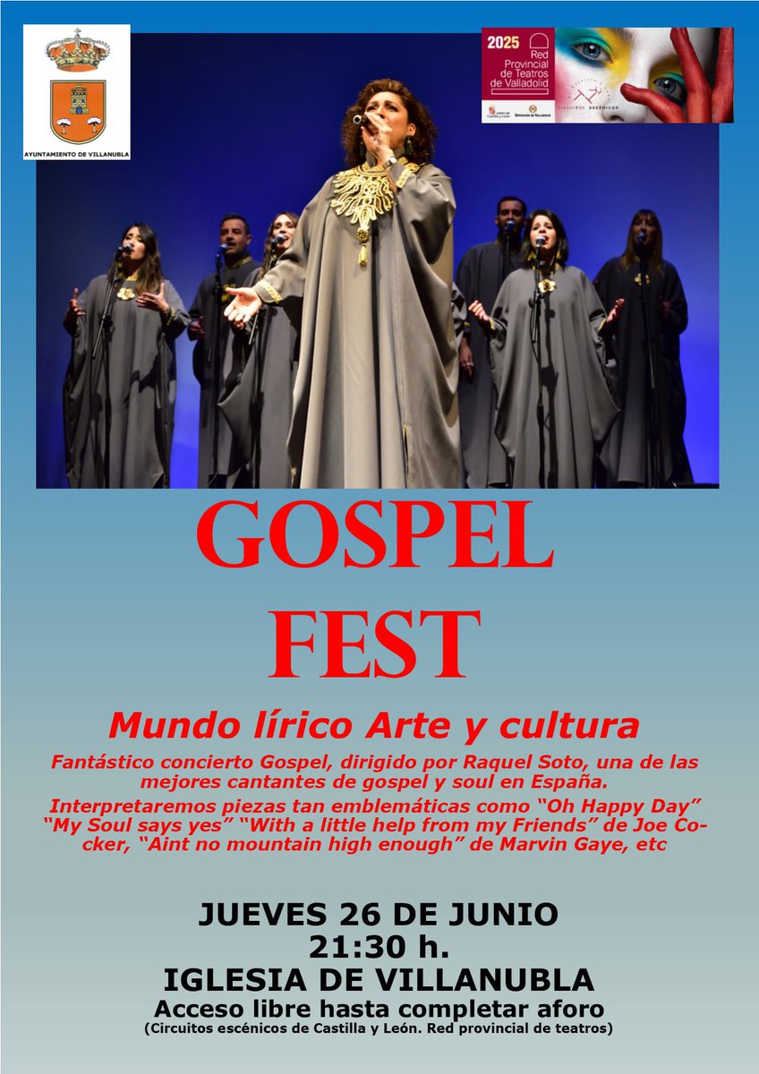 🎭 ¡No te pierdas las increíbles actuaciones de la Red Provincial de Teatros de Valladolid!

🗓️ 26 de junio | Villanubla.

🎬 Consulta toda la programación y disfruta del mejor teatro en la provincia.

🔗 Más info aquí:

cultura.diputaciondevalladolid.es/red-provincial…