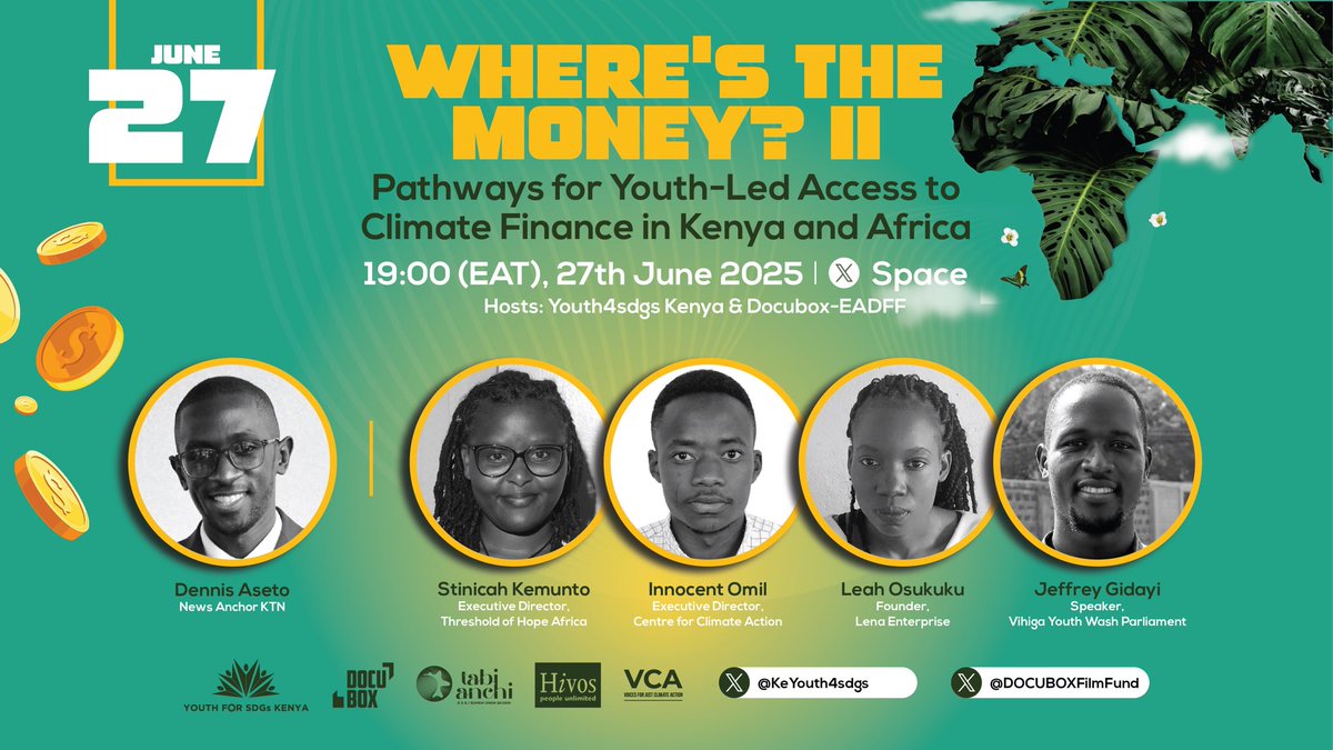 Meet the minds behind the mic for Where’s the Money? II . A deep dive conversation on youth-led access to climate finance in Kenya and Africa 🌍💰

This second round continues the conversation on unlocking funding for grassroots action, with a sharp lineup of voices bringing
