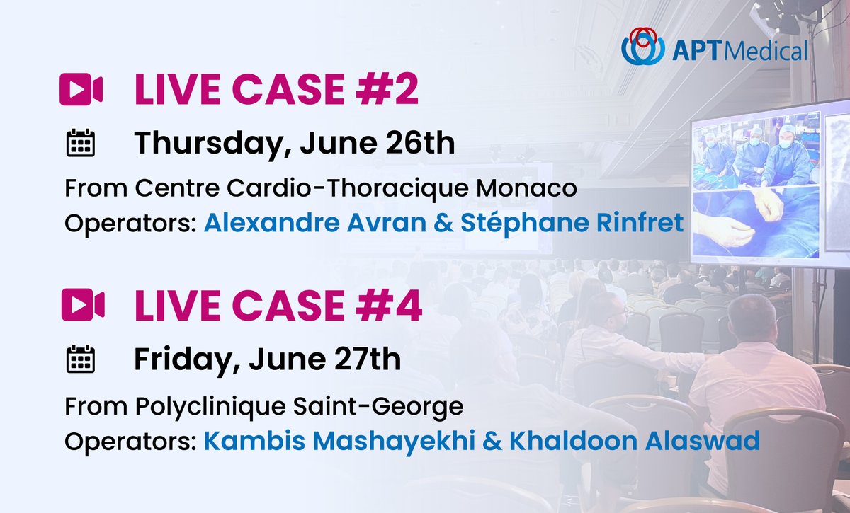 APTMedDevices's tweet image. 👏 A strong start to #MLCTO2025 with an inspiring Pre-Congress Course — thank you to all who joined us!
🔜 Don’t miss the upcoming live case sessions:
📅 LIVE CASE 2 on June 26
📅 LIVE CASE 4 on June 27
Don't forget to visit us at the APT booth for hands-on demos! #cardiology