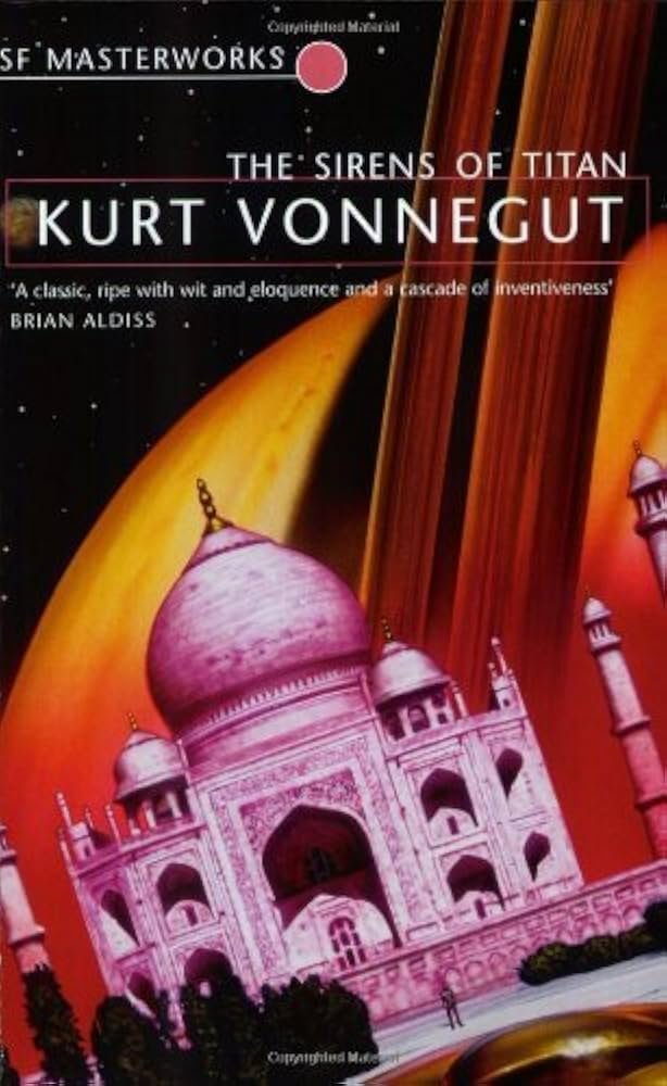 CasperHuls's tweet image. Gelezen: Kurt Vonnegut - The Sirens of Titan (1959). Satirisch-komische SF waarin de zinloosheid van vrije wil, religie, en de volledige geschiedenis van de mens thema's zijn. En met Tralfamadorians, die ook in Slaughterhouse 5 figureren. Heel sterk. #casperscollectie