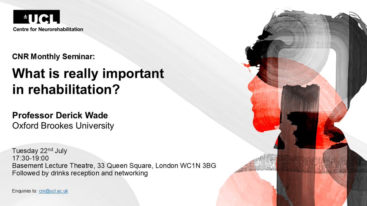 Neurorehab at Queen Square (@neurorehabuclp) on Twitter photo Now this is one you don't want to miss! Derick Wade <a href="/derickwaderehab/">Derick Wade</a> has been thinking deeply about this question for a while now and is coming to UCL CNR to discuss with us (and you)!
Free registration onlinestore.ucl.ac.uk/conferences-an⦠Now this is one you don't want to miss! Derick Wade <a href="/derickwaderehab/">Derick Wade</a> has been thinking deeply about this question for a while now and is coming to UCL CNR to discuss with us (and you)!
Free registration onlinestore.ucl.ac.uk/conferences-anā¦