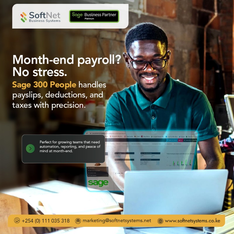 softnetbiz's tweet image. 🧾 Month-end payroll? No stress. Just Sage 300 People. Take charge with a systems that handles payslips, deductions and taxes with precision.

#Sagepartner Kiambu central Kenya The Kenyan peaceful #softnetbusinesssystems