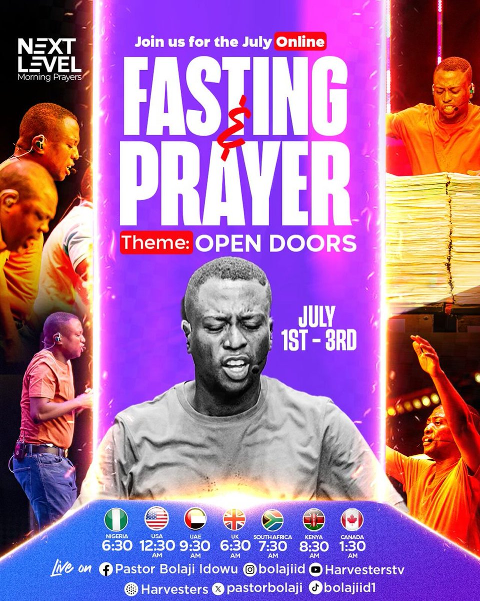 HarvestersINT_'s tweet image. This July, We step into OPEN DOORS! 🚪🔥

As we fast and pray, doors of favor, healing, breakthrough, and divine opportunities are opening for us

July 1st–3rd. 

#OpenDoors #NextLevelPrayers