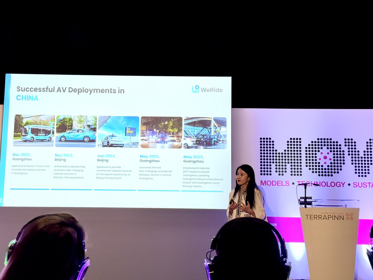 WeRide_ai's tweet image. Last week, our Founder and CEO Tony Han, CFO and Head of International Jennifer Li, and Director of PR and Marketing, Maeve Zhang, attended @MOVE_Event in #London — a key event connecting global leaders across the mobility ecosystem. 🇬🇧👥

They participated in various speaking…