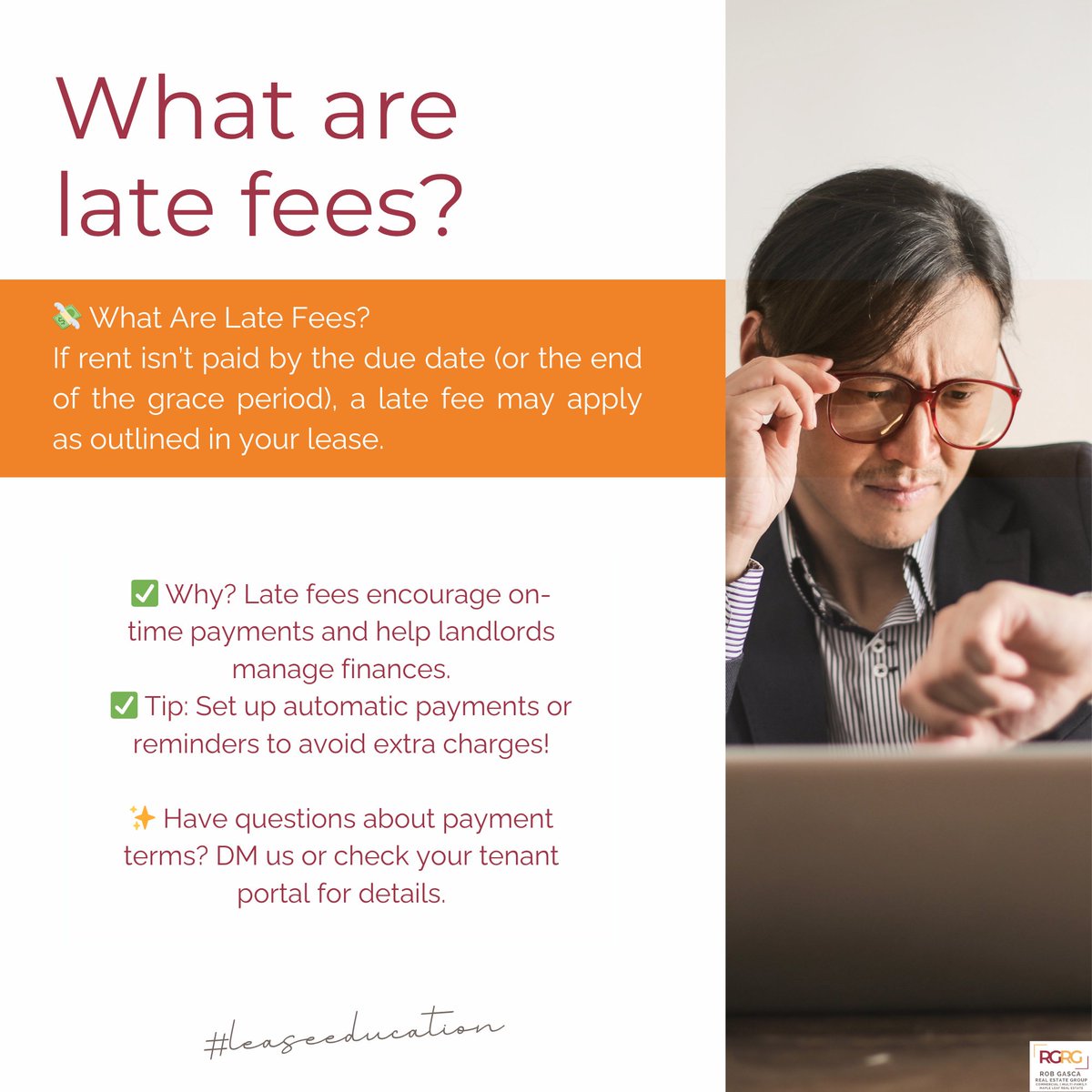 RobGasca_CRE's tweet photo. 💸 Late fees—what are they, and why do they matter? Paying rent on time not only keeps things smooth—it also helps you avoid extra charges.  📲 Questions? DM us or check your tenant portal anytime!  #RentalReminders #OnTimeRent #KnowYourLease #SmartRenting #rgrgrealestate https://t.co/6aa7ylQ6zp
