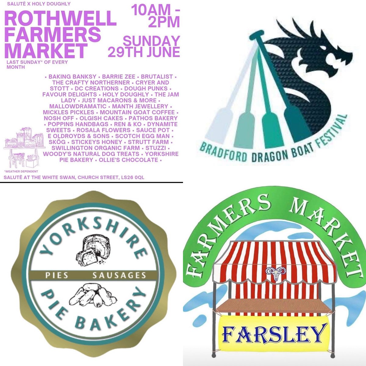 This weekend we have a busy one, we are at Bradford Dragon Boat Festival on Saturday and Sunday, also Saturday we are at Farsley Farmers Market and Sunday we are at Rothwell Farmers Market 
#leeds #saltaire