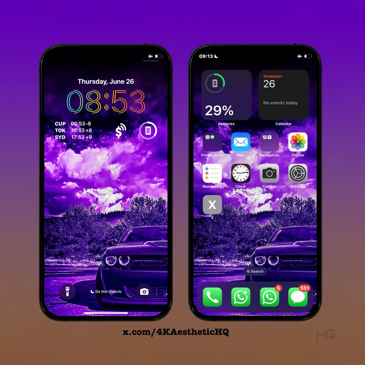4KAestheticHQ's tweet image. Violet Vibes Only 💜🚘
Would you use this as your lockscreen or homescreen? 👇

#PurpleAesthetic #CarWallpaper #LockscreenSetup #AestheticHQ