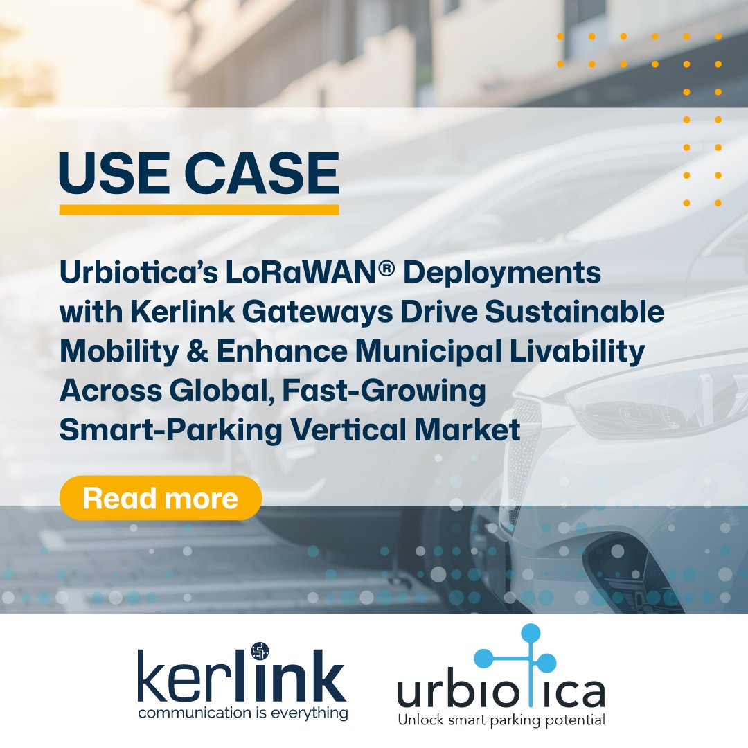 📢 𝐍𝐄𝐖 𝐔𝐒𝐄 𝐂𝐀𝐒𝐄! 

URBIOTICA’s LoRaWAN Deployments with Kerlink Gateways Drive Sustainable Mobility &amp; Enhance Municipal Livability Across Global, Fast-Growing Smart-Parking Vertical Market. 🚘 

🔗 Download our use case 👉swll.to/BZZPnp6