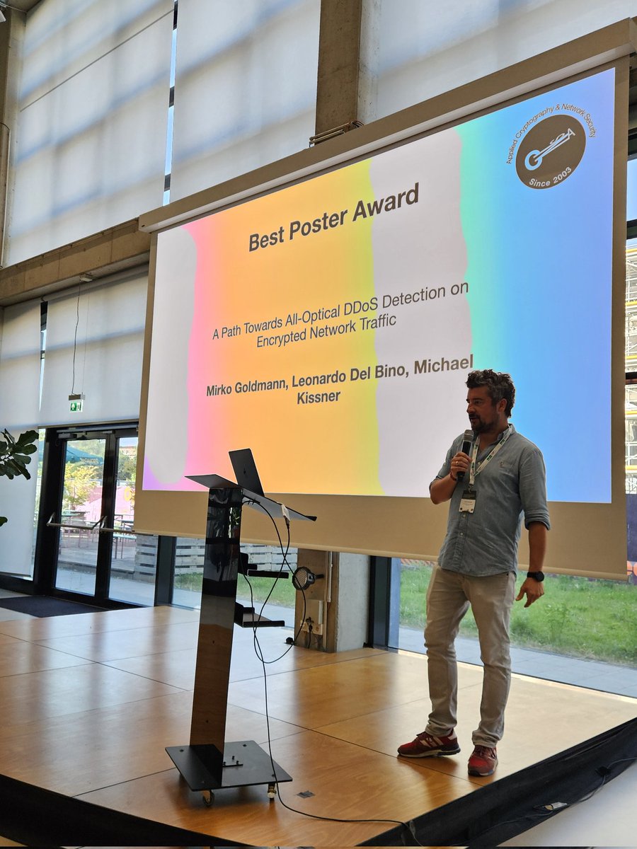 ACNS'25 award ceremony.

Congratulations to all the recipients of the awards!
Thanks to Springer for the sponsorship, EUR1500 for best student paper award and EUR500 for best workshop paper award. 
#cybersecurity, #acns, #award