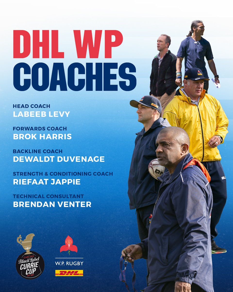 WP_RUGBY's tweet image. The experienced Labeeb Levy will take charge of the DHL WP squad as Head Coach for the upcoming Carling Currie Cup and will be supported by a strong group of coaches.
Full story bit.ly/4kbjKgm
#wpjoulekkerding