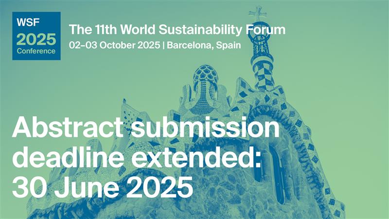 📢 Great News! Abstract Submission Deadline Extended!
🌍 Be part of the 11th World Sustainability Forum (WSF11) in Barcelona, Spain—2–3 October 2025
📝 New Deadline: 30 June 2025
🏙️ Theme: Sustainable and Resilient Cities
🔗 brnw.ch/21wTH39

#WSF11 #Sustainability #MDPI