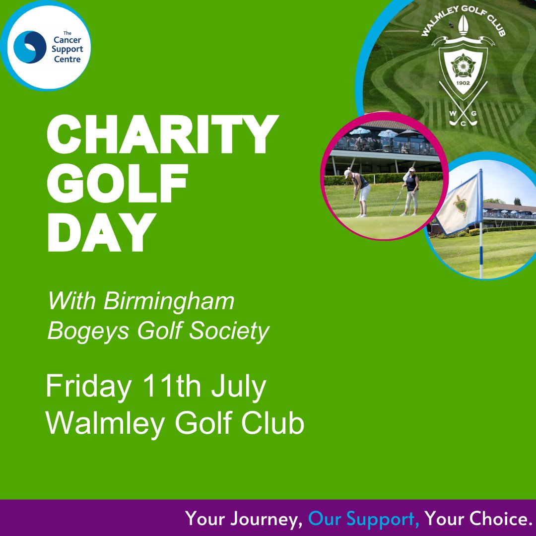 ⛳ Join us next week for a golf day! Next Friday, 11th July, we are having a charity golf day.

🔗 Book your fourball here:
cancersupportcentre.beaconforms.com/form/af3929e5

If you are a group of 2 or 3 or if you want to come along on your own, please call us on 0300 012 0245 to book.