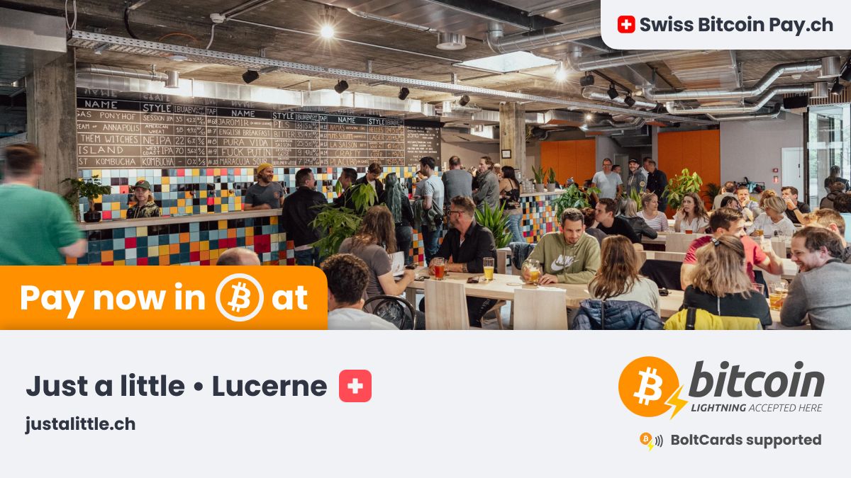 🚀 Amazing new merchant accepting Bitcoin 🚀

Just a little 🇨🇭 is now accepting #Bitcoin payments ⚡ through <a href="/SwissBitcoinPay/">🇨🇭 Swiss Bitcoin Pay</a>

Local craft beer 🍻

📍 Lucerne, Switzerland
💳 BoltCards supported
🔒 This merchant has 100% control on their Bitcoin