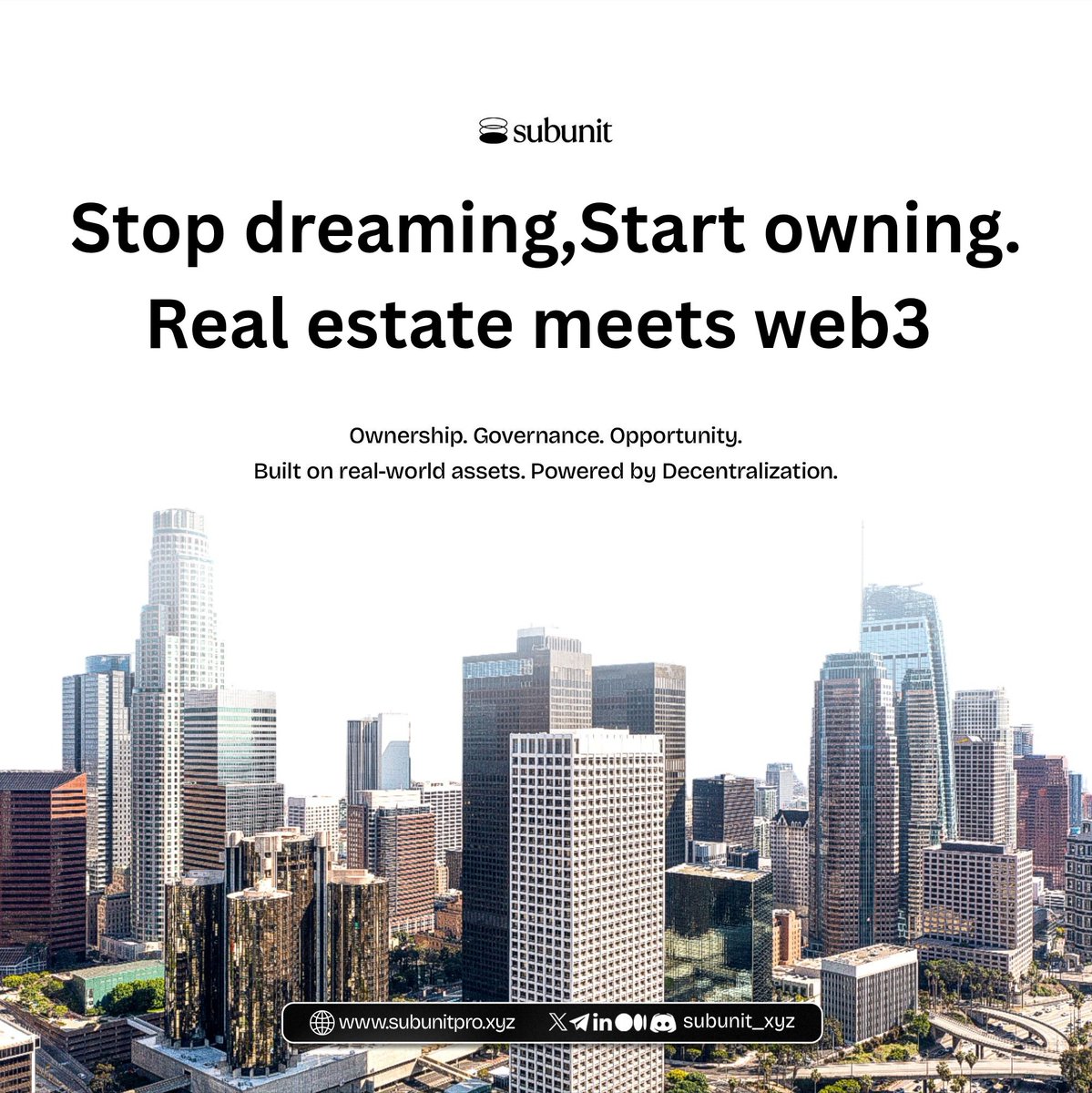 Vyperonchain's tweet image. ARE YOU READY TO OWN A PIECE OF THE FUTURE?

If yes... Then, Subunit is changing the game for real estate investment!🏡

Have you ever thought about owning a property but found it too complex or expensive? 

Let&apos;s dive into @subunit_xyz&apos;s incredible vision!👇 #SubunitSubvault