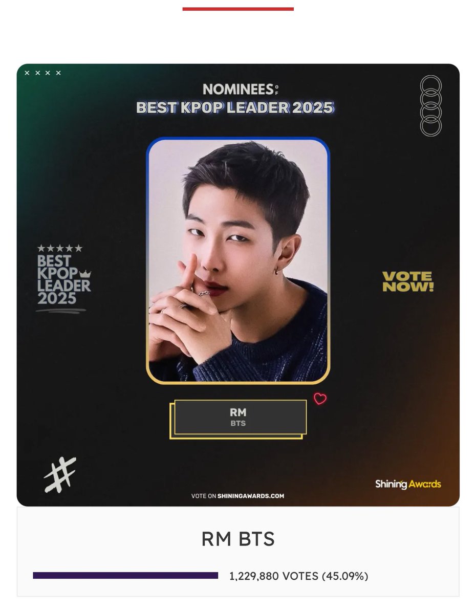 bfokfgvdk's tweet photo. Don’t forget to vote for RM 💜
at Best K-Pop Leader 2025
🔗
https://t.co/R7F6LQL0x4…
#RM #BTS #BestKpopLeader2025 #VoteForRM #NAMJOON #방탄소년단RM https://t.co/idkE4oaZz8