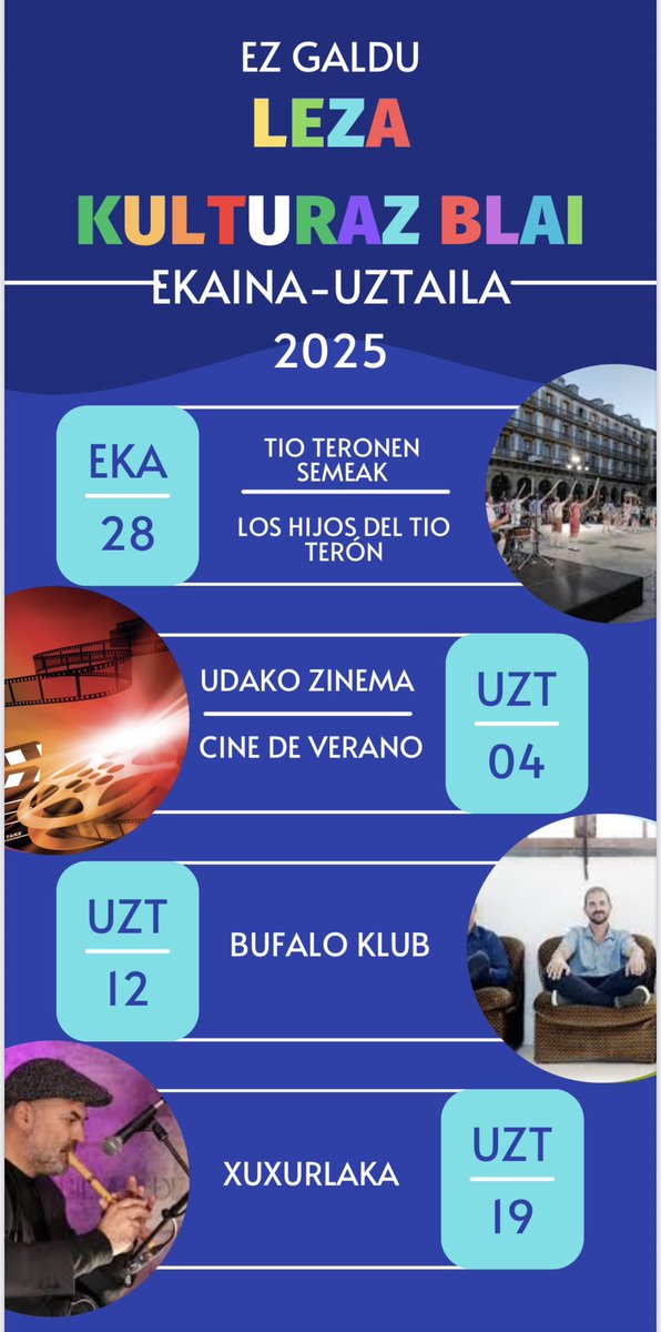 LezakoUdala's tweet photo. Urtez-urte gure herrian kultura zaintzen.

Badator Leza Kulturaz Blai 2025!
Anima zaitez! https://t.co/2u6f3LlCm6