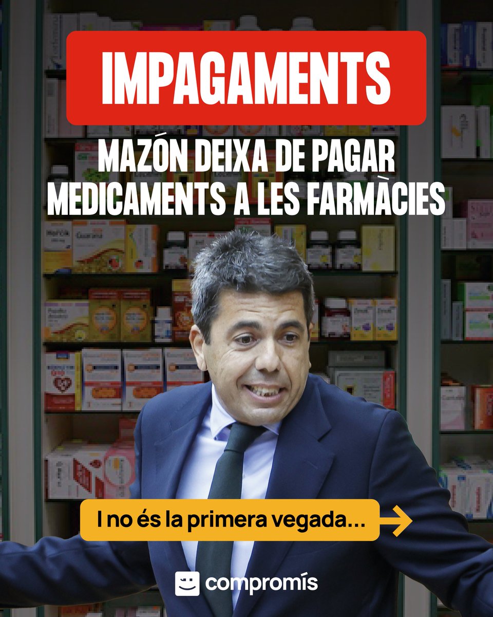 Mazón diu que no té diners per a les farmàcies...

(spoiler: és una excusa recurrent en el PP)

🧵👇