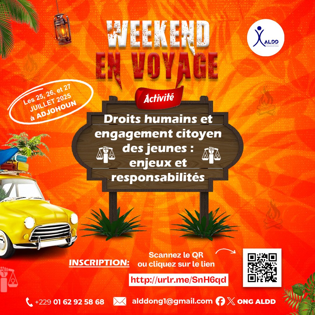 𝐖𝐞𝐞𝐤-𝐞𝐧𝐝 𝐄𝐧 𝐕𝐨𝐲𝐚𝐠𝐞 𝟐𝟎𝟐𝟓
Nous parlerons des 𝒅𝒓𝒐𝒊𝒕𝒔 𝒉𝒖𝒎𝒂𝒊𝒏𝒔 et de 𝒍'𝒆𝒏𝒈𝒂𝒈𝒆𝒎𝒆𝒏𝒕 𝒄𝒊𝒕𝒐𝒚𝒆𝒏 𝒅𝒆𝒔 𝒋𝒆𝒖𝒏𝒆𝒔.

𝐋𝐢𝐞𝐧 𝐝'𝐢𝐧𝐬𝐜𝐫𝐢𝐩𝐭𝐢𝐨𝐧👇
urlr.me/SnH6qd