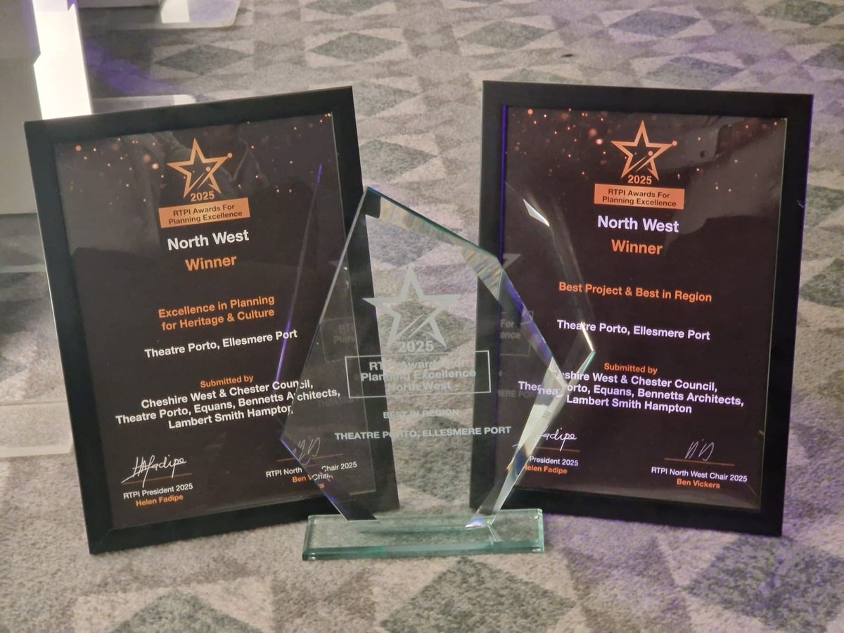 Marketing Cheshire (@mktgcheshire) on Twitter photo Congratulations to <a href="/theatreporto/">Theatre Porto</a>, Ellesmere Port for receiving top honours at the RTPI North West Awards for Planning Excellence 2025, winning āExcellence in Planning for Heritage and Cultureā and the overall title of āBest Project and Best in Regionā cheshireandwarrington.com/latest-news/th⦠Congratulations to <a href="/theatreporto/">Theatre Porto</a>, Ellesmere Port for receiving top honours at the RTPI North West Awards for Planning Excellence 2025, winning āExcellence in Planning for Heritage and Cultureā and the overall title of āBest Project and Best in Regionā cheshireandwarrington.com/latest-news/thā¦