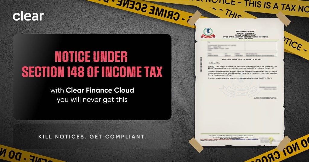 gst_clear's tweet image. A section 148 income tax notice can reopen past assessments going back up to 10 years. At Clear, we help enterprises build solutions that automate your compliance.
Don’t wait for the system to act first. Talk to an expert: shorturl.at/47JKA
#KillNoticesGetCompliant