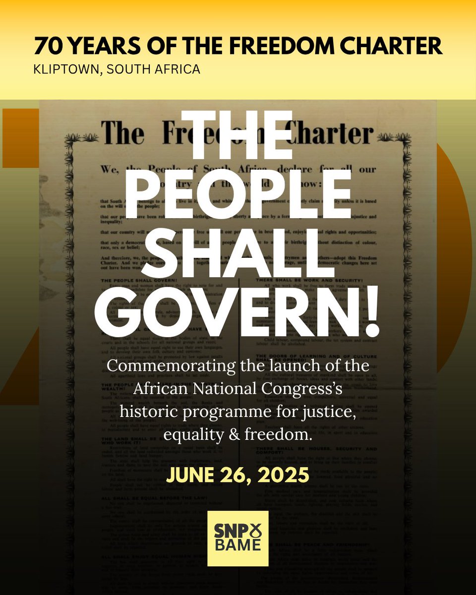 From Dundee to Kliptown: Scotland's Anti-Apartheid Movement launched 50 years ago.
Today marks 70 years since the Freedom Charter - demanding land redistribution, equal justice &amp;
"The People Shall Govern!" Scotland stood with South Africa's liberation struggle.
 #SNPBame
