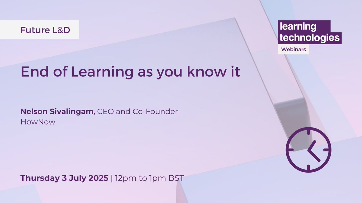 🙅‍♀️ Has L&amp;D been stuck in the same cycle? Join us as we discuss this next week! #LTWebinars

<a href="/HowNowTeam/">HowNow</a> will explore how and why the best learning isn’t passive – it’s tailored, adaptive, and reinforced over time.

Register for free 👉 eu1.hubs.ly/H0kXhWC0

#LnD #Webinar