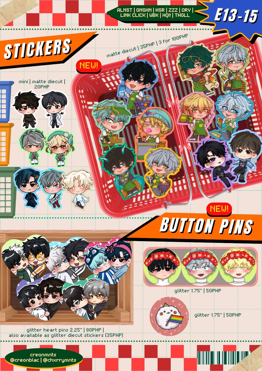 creonblac's tweet image. [RTs💖]   
CREONMNTS&apos; [@creonblac &amp;amp; @chxrrymnts] catalog is now here!📢

🌟ALNST, GNSHN, HSR, ZZZ, LINK CLICK, THGLL, WBK and more!

🛒Table E13-E15
📍June 28 @ Elements, Centris
💌DM for reservations 

#Blushcon2025 #BlushconPetit  

(1/4)