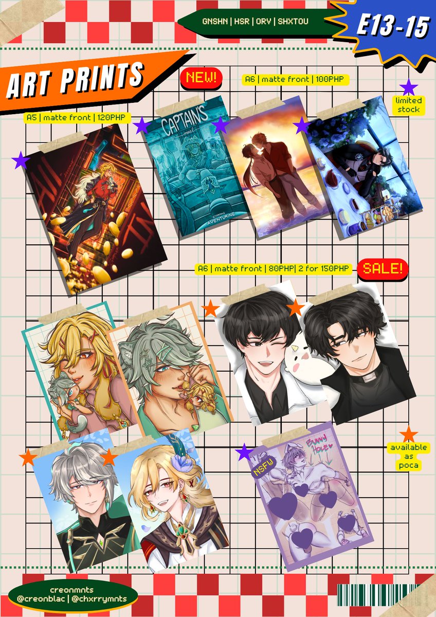 creonblac's tweet image. [RTs💖]   
CREONMNTS&apos; [@creonblac &amp;amp; @chxrrymnts] catalog is now here!📢

🌟ALNST, GNSHN, HSR, ZZZ, LINK CLICK, THGLL, WBK and more!

🛒Table E13-E15
📍June 28 @ Elements, Centris
💌DM for reservations 

#Blushcon2025 #BlushconPetit  

(1/4)