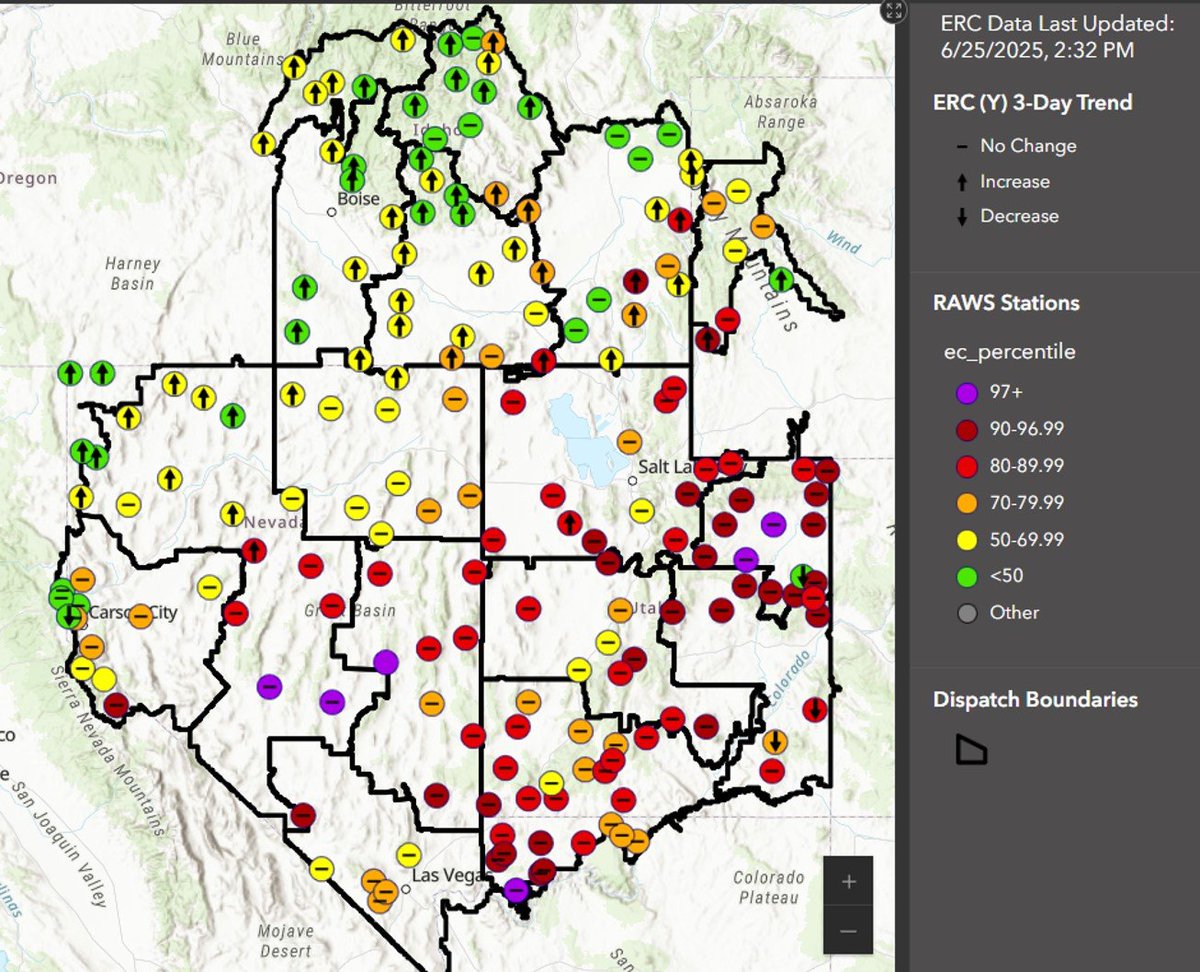 ERC percentiles for Great Basin for Wednesday 06/25/2025.
<a href="/GreatBasinCC/">GBCC News and Notes</a>
gacc.nifc.gov/gbcc/predictiv…
