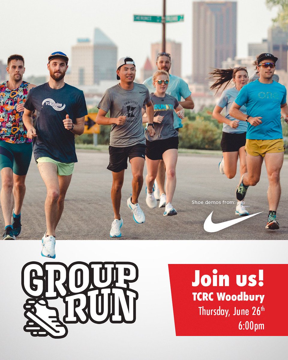 TC Running Company (@tcrunningco) on Twitter photo βοΈ Join us for tonight's Group run at TC Running Woodbury features shoe demos from @nikerunning! 
π Casual Group Run | ποΈ June 26th, 6pm
π Location: Twin Cities Running Woodbury
β° Time: 6pm
Mark your calendar and letβs hit the ground running! π βοΈ Join us for tonight's Group run at TC Running Woodbury features shoe demos from @nikerunning! 
π Casual Group Run | ποΈ June 26th, 6pm
π Location: Twin Cities Running Woodbury
β° Time: 6pm
Mark your calendar and letβs hit the ground running! π