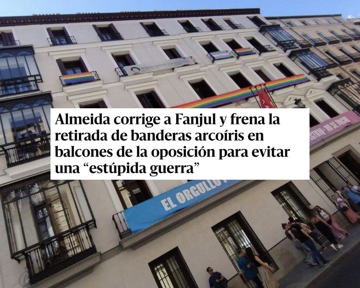 🔴 #ÚLTIMAHORA | Almeida, una vez más, acude al rescate de la extrema izquierda, desautorizando al presidente del Pleno y permitiendo la colocación de los trapos de colores en la fachada del edificio de grupos municipales.