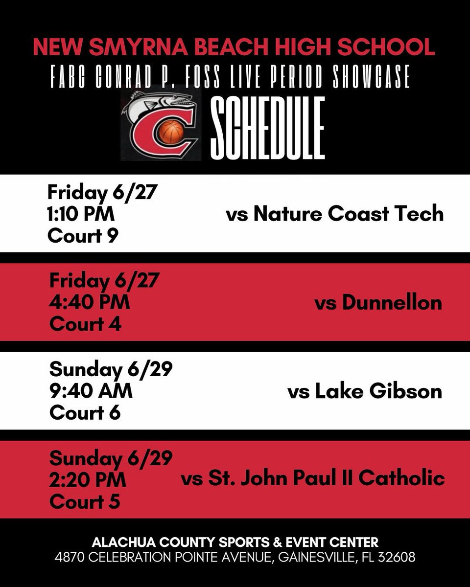New Smyrna Beach Basketball (@nsbcudambb) on Twitter photo Updated schedule for the <a href="/FABCHoops/">FABC Hoops</a> Live Event. (Note the time and court change for our second game on Sunday .) Updated schedule for the <a href="/FABCHoops/">FABC Hoops</a> Live Event. (Note the time and court change for our second game on Sunday .)